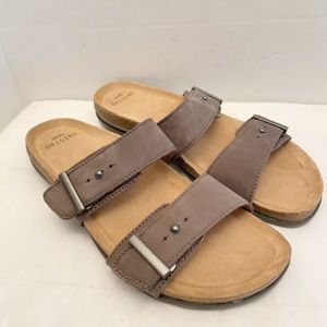 Earth Origins Women's Sz 11 Orra Morel Leather Slide Sandals Adjustable